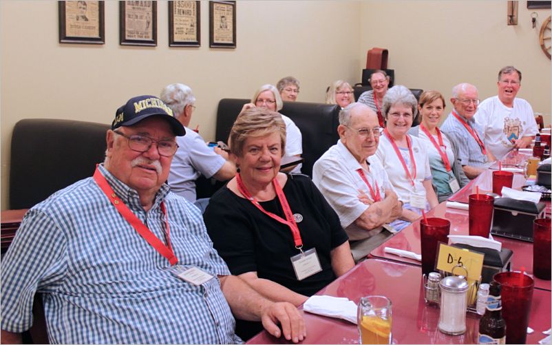  RODGER AND JOANNE WOOD and the group eating out