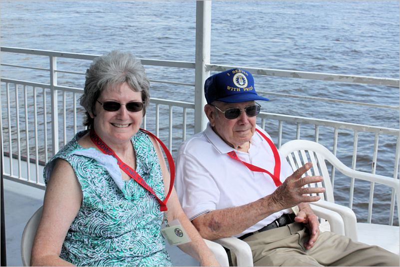 BECKY SMITH WITH DAD MARSHALL WOODWORTH ABOARD THE MARK TWAIN